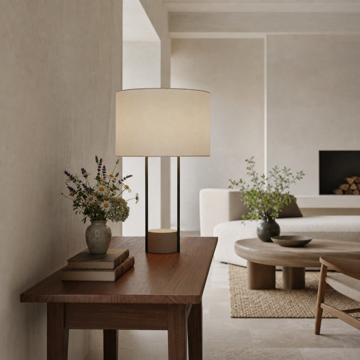Luma Minimalist Industrial Table Lamp and Floor Lamp – Metal Frame with Soft Fabric Shade for Home and Office