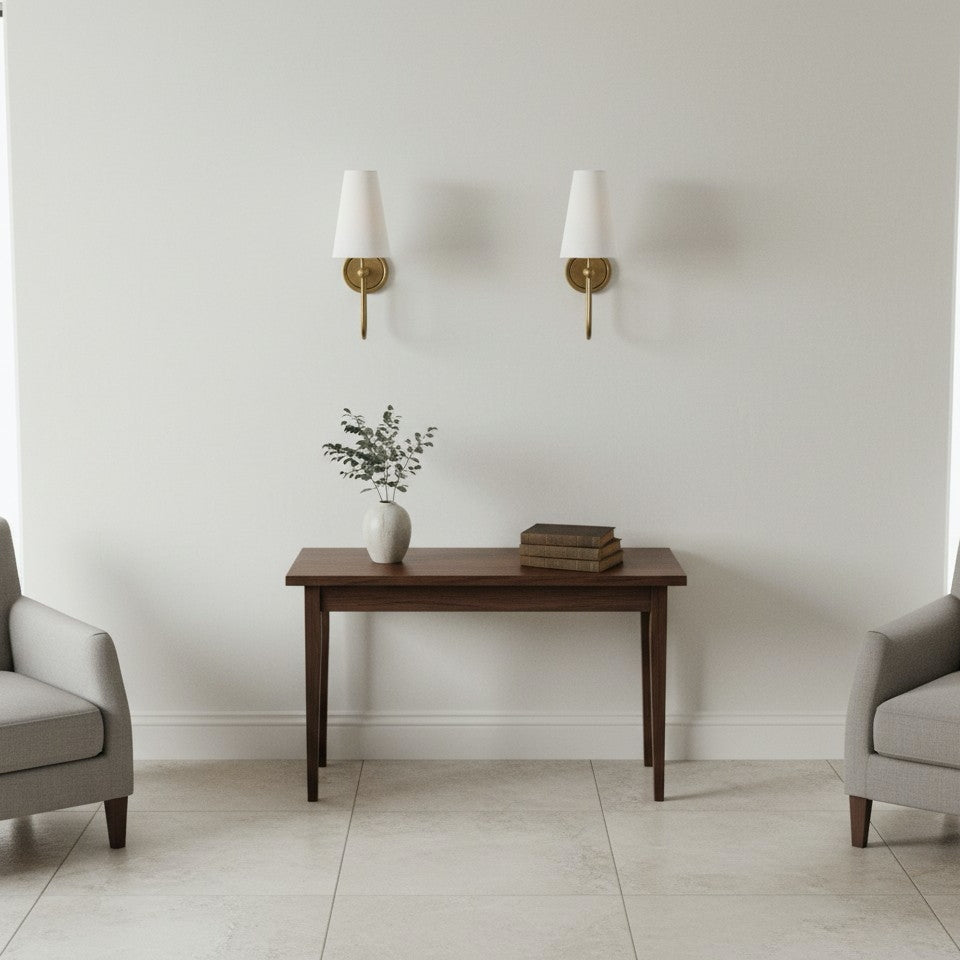 Serena Elegant Swoop Arm Sconce – Modern Fabric Shade Wall Lamp for Hallway and Bedroom