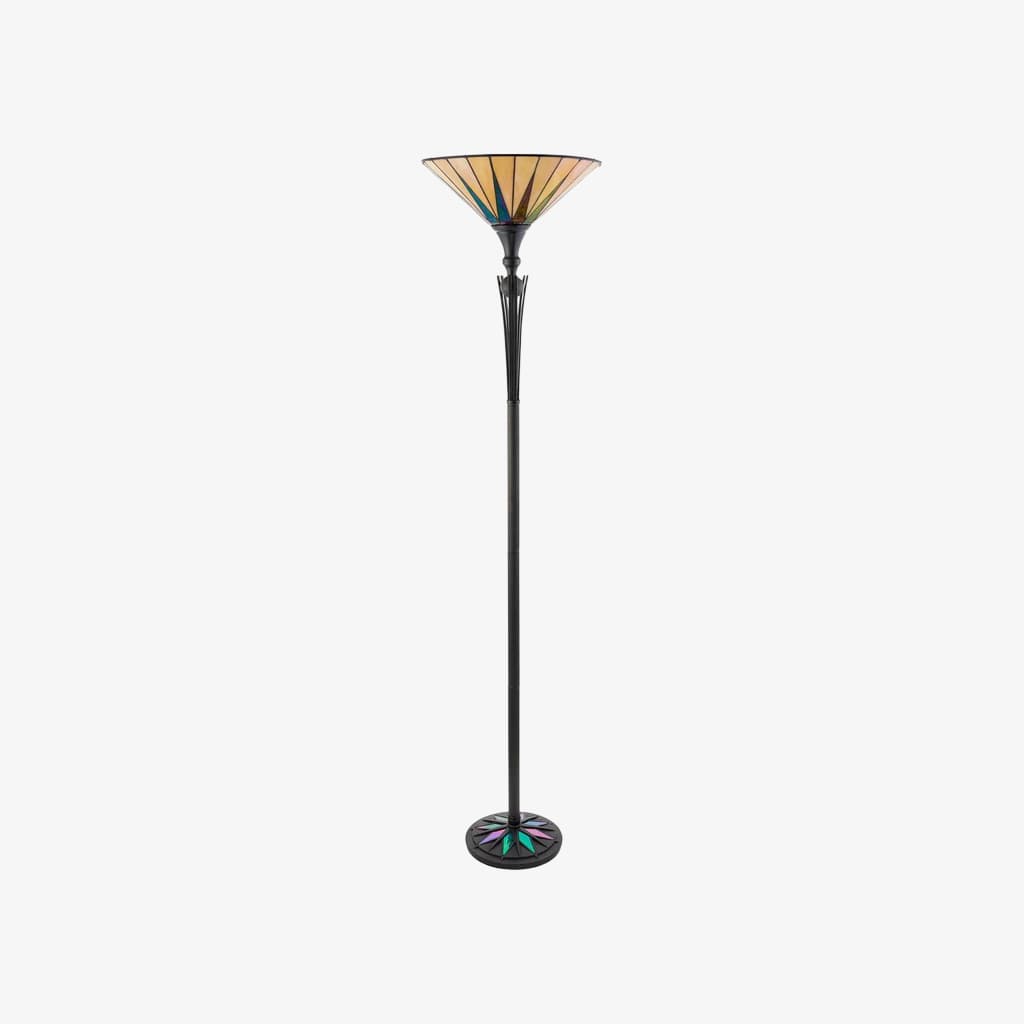 TF Dark Star Stained Glass Star Pattern Floor Lamp – Tiffany Style Uplighter for Living Rooms