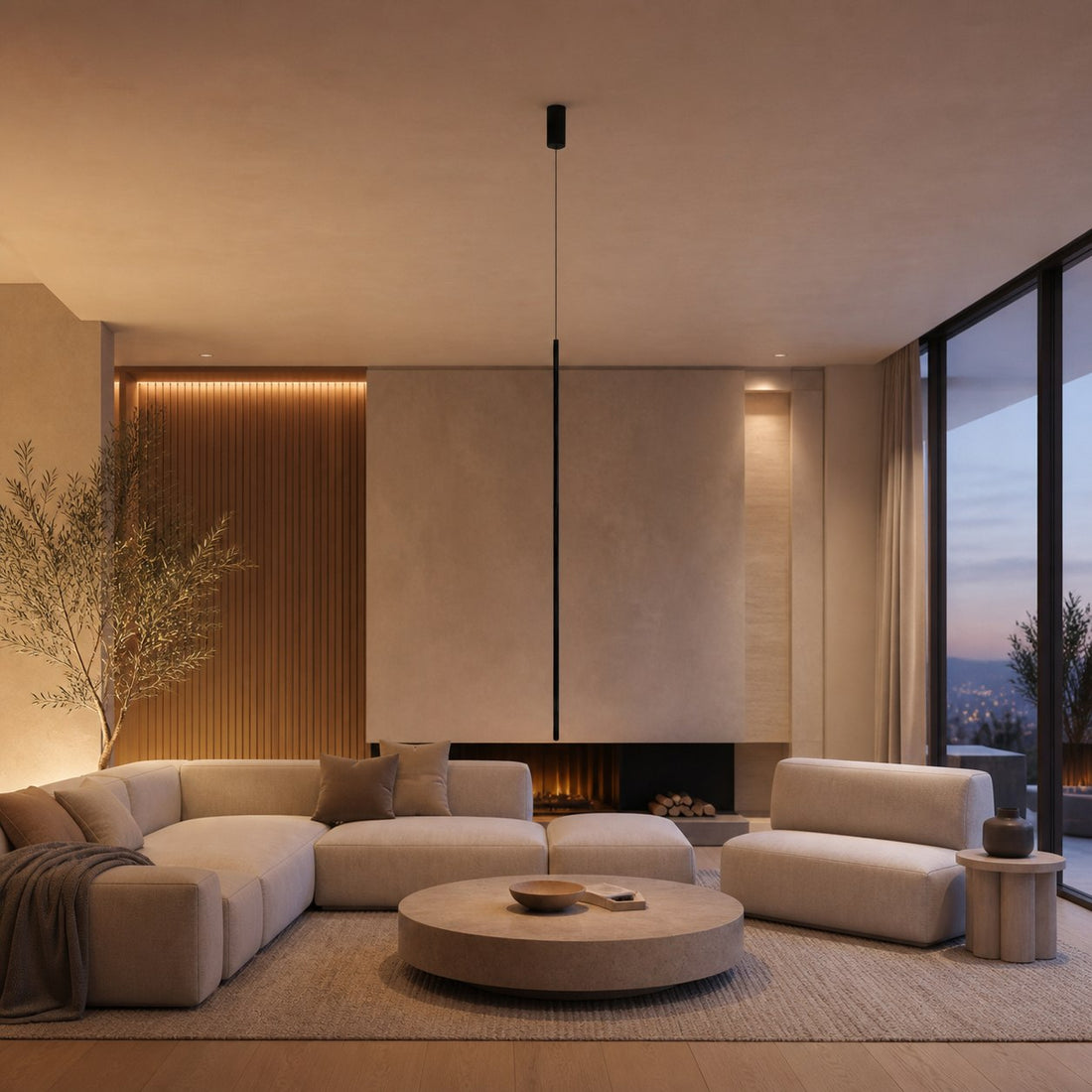 Vectra Slim Industrial Pendant Light - Contemporary Ceiling Fixture for Living Room and Bedroom
