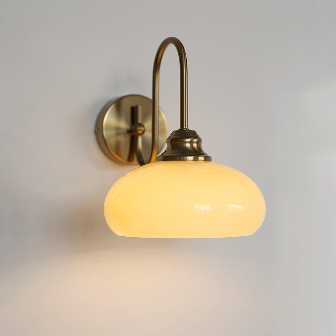 Bauhaus Wind Cream Glass Shade Metal Curved Pole Wall Sconce