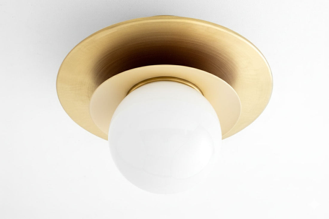 Artivo Layered Brass Globe Light – Versatile Opal Glass Ceiling or Wall Sconce for Stylish Spaces