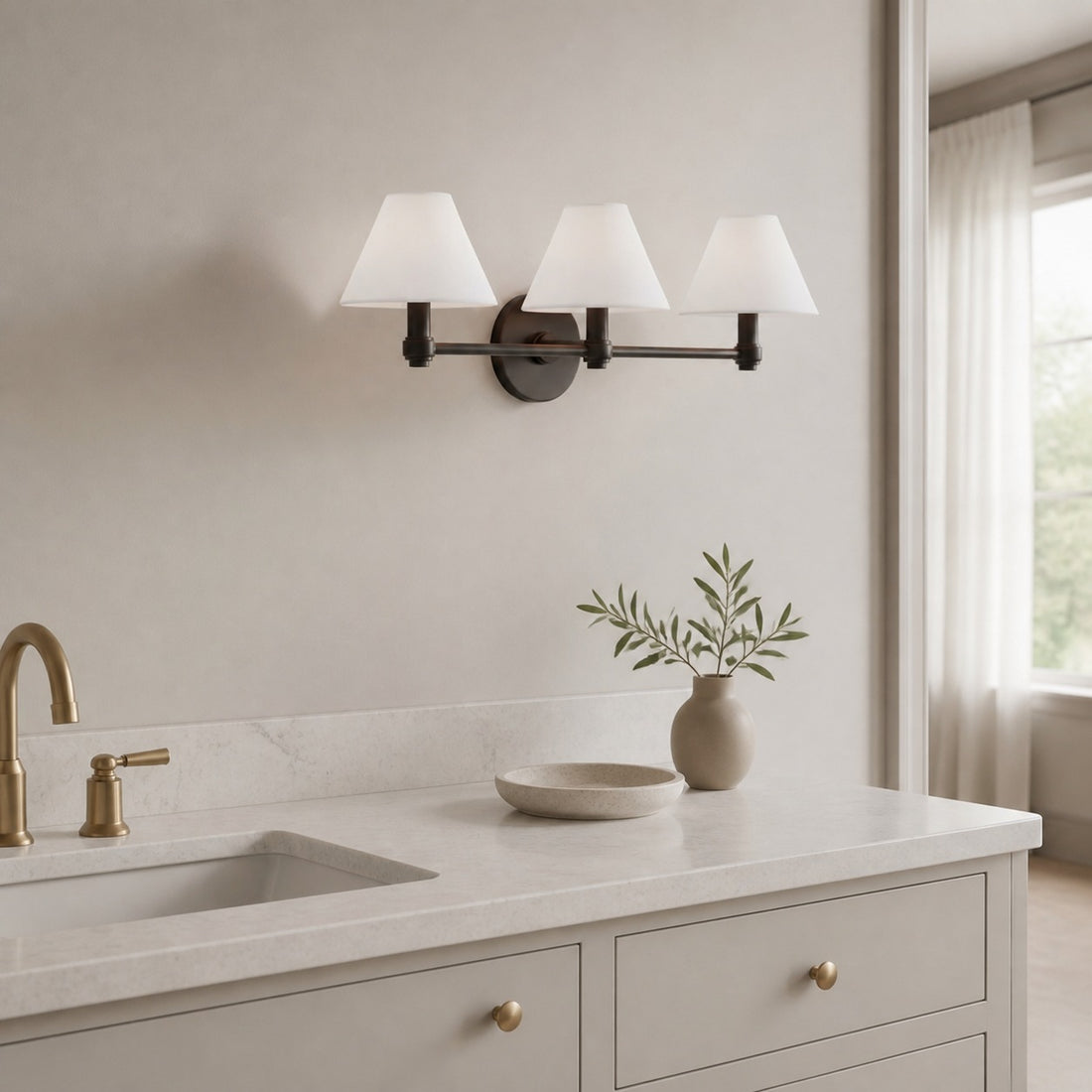 Roven Metal Wall Sconce – Sleek Metal Single or Triple Sconce for Vanity or Bathroom