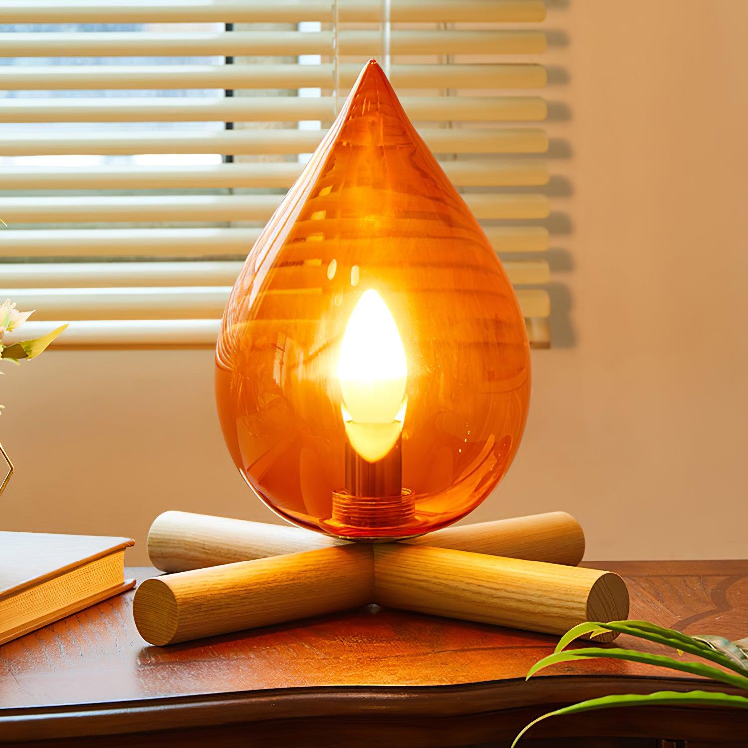 Firewood Stack Flame Table Lamp