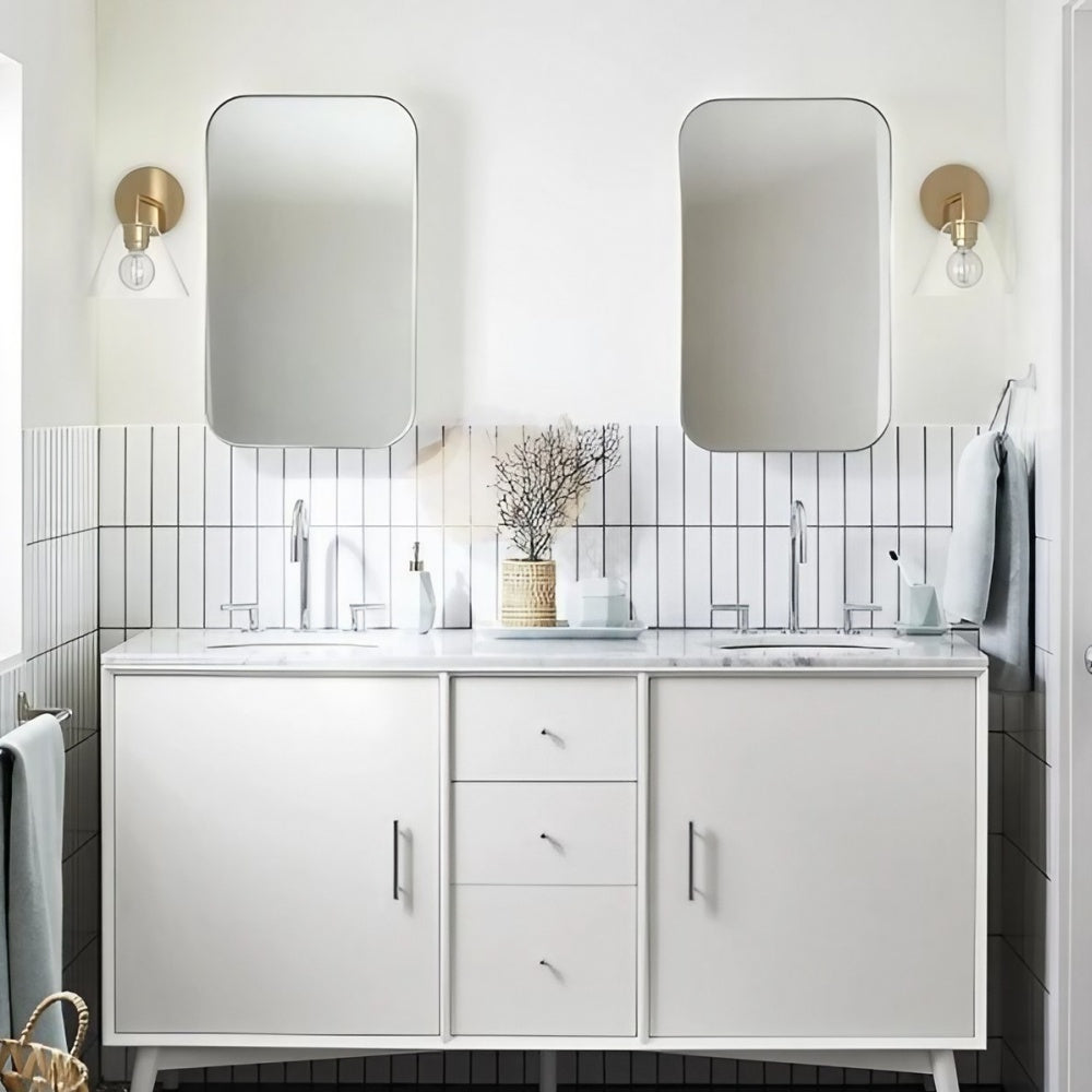 Sculptural Glass Geo Sconce - Modern Bathroom Mirror Globe Wall Light