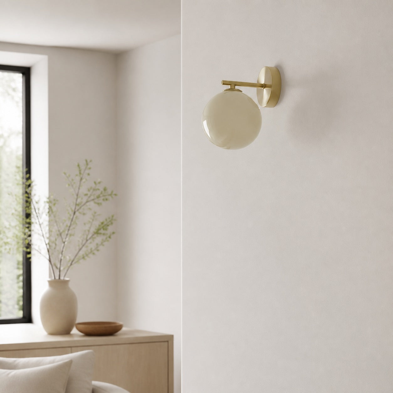 Orra Opal Glass Wall Sconce - Elegant Globe and Metal Sconce for Living Room and Bedroom
