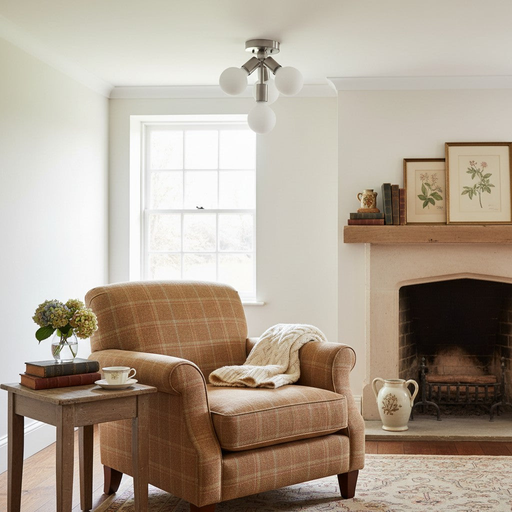 Glorica Glass Flush Mount Light - Globe Ceiling Fixture Modern