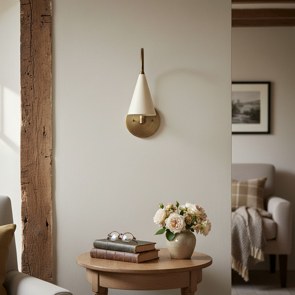 Curva Metal Vintage Wall Sconce  - Elegant Cone Shade for Bedrooms