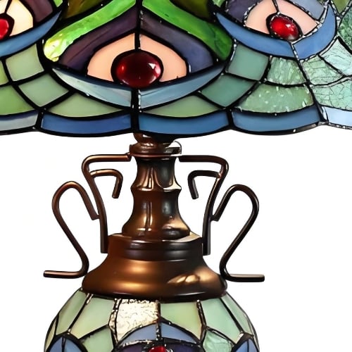 TF Oldbury Desk Lamp - Handcrafted Stained Glass Lamp for Bedroom Reading