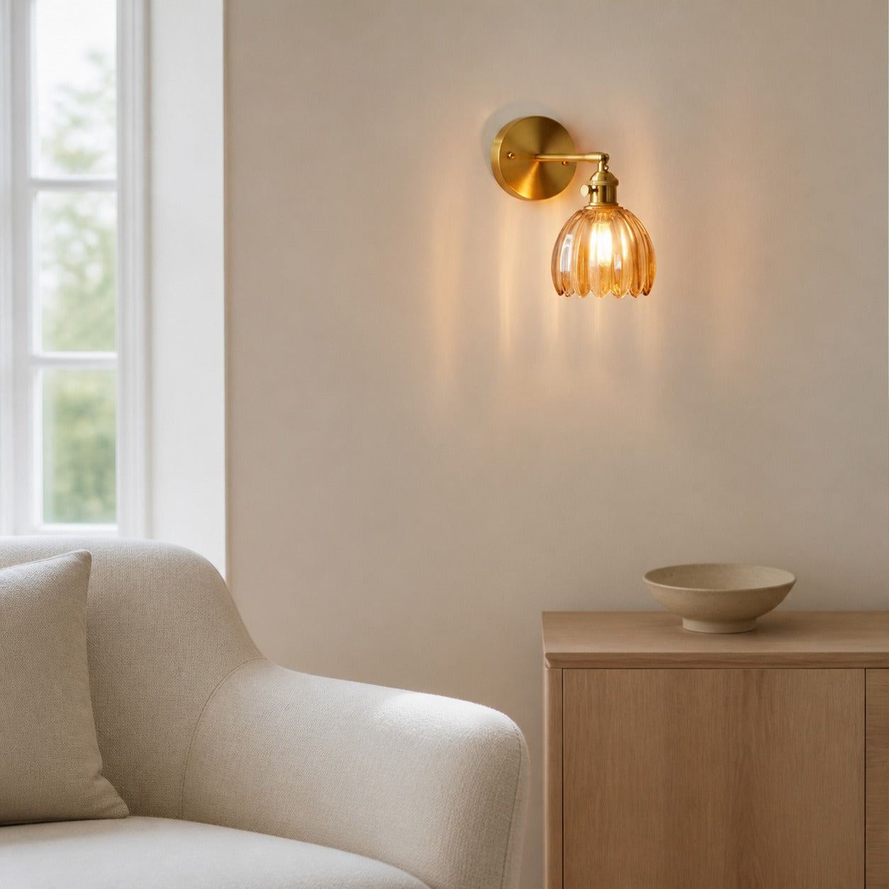 Blossix Floral Tulip Wall Sconce – Modern Wall Lamp Metal Base for Home Interior Lighting U27