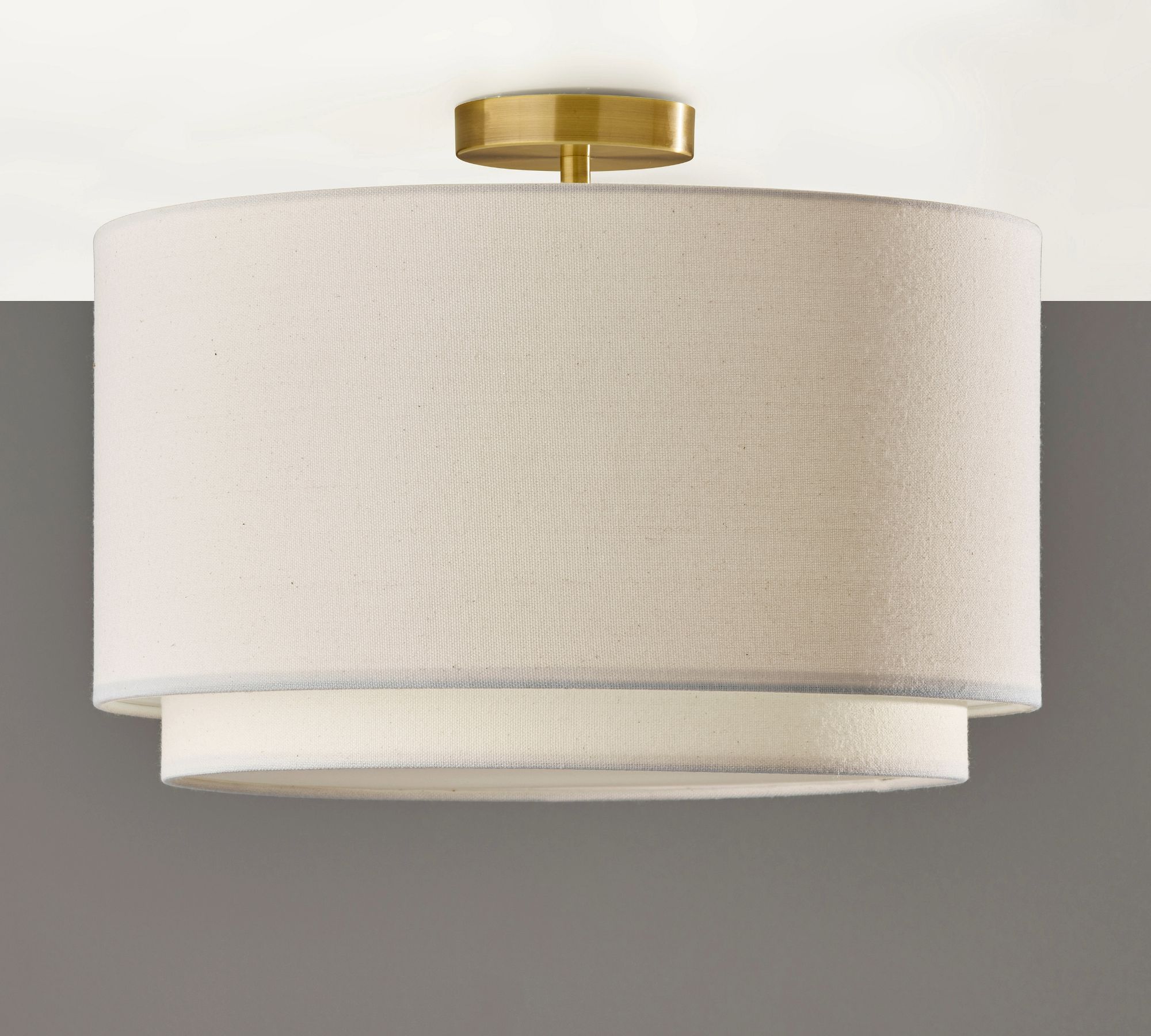 Dumora Fabric Drum Shade Ceiling Lamps - Double Layer Farmhouse Design