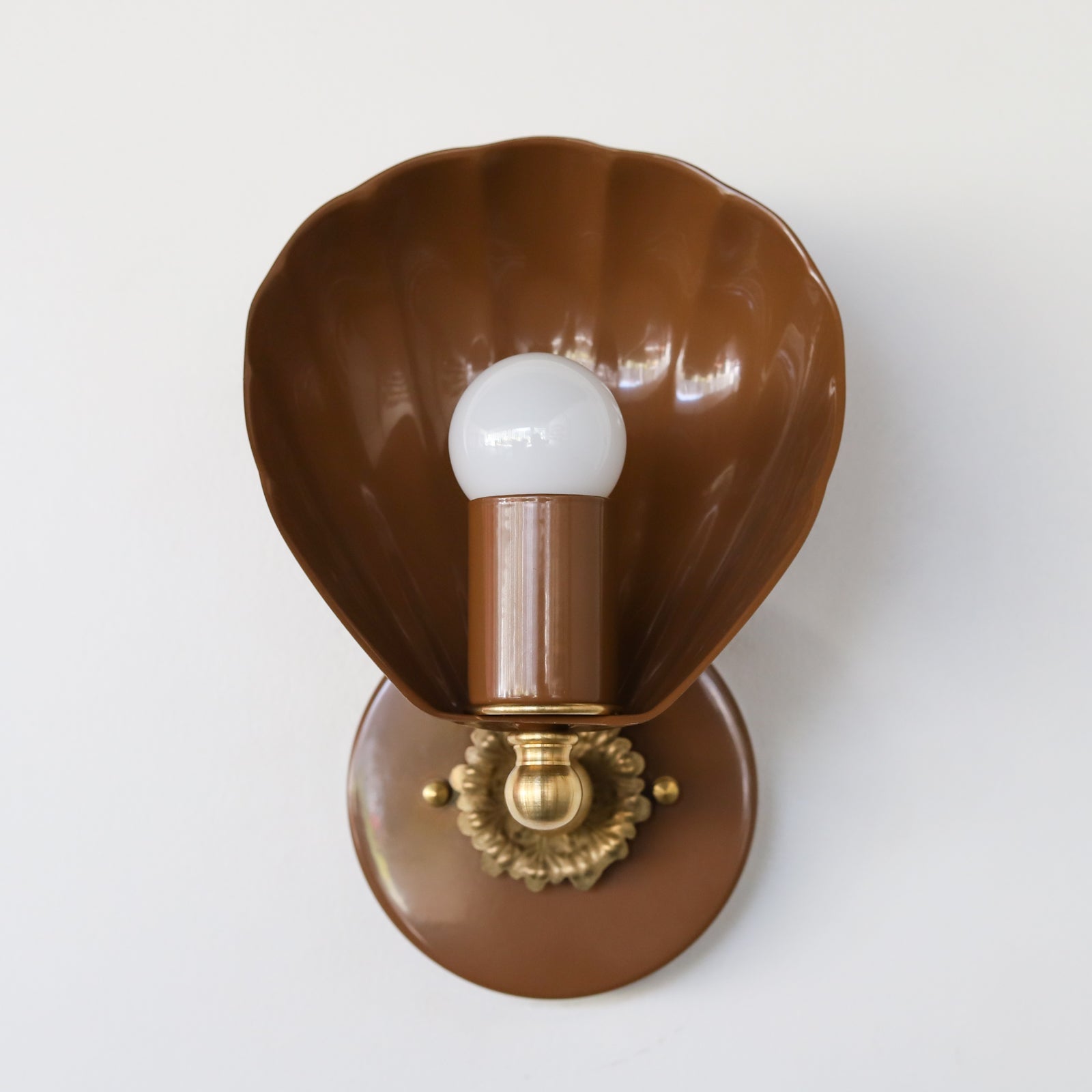 Shell Shape Wall Sconce - Brass Accents Steel Light for Eclectic Decor