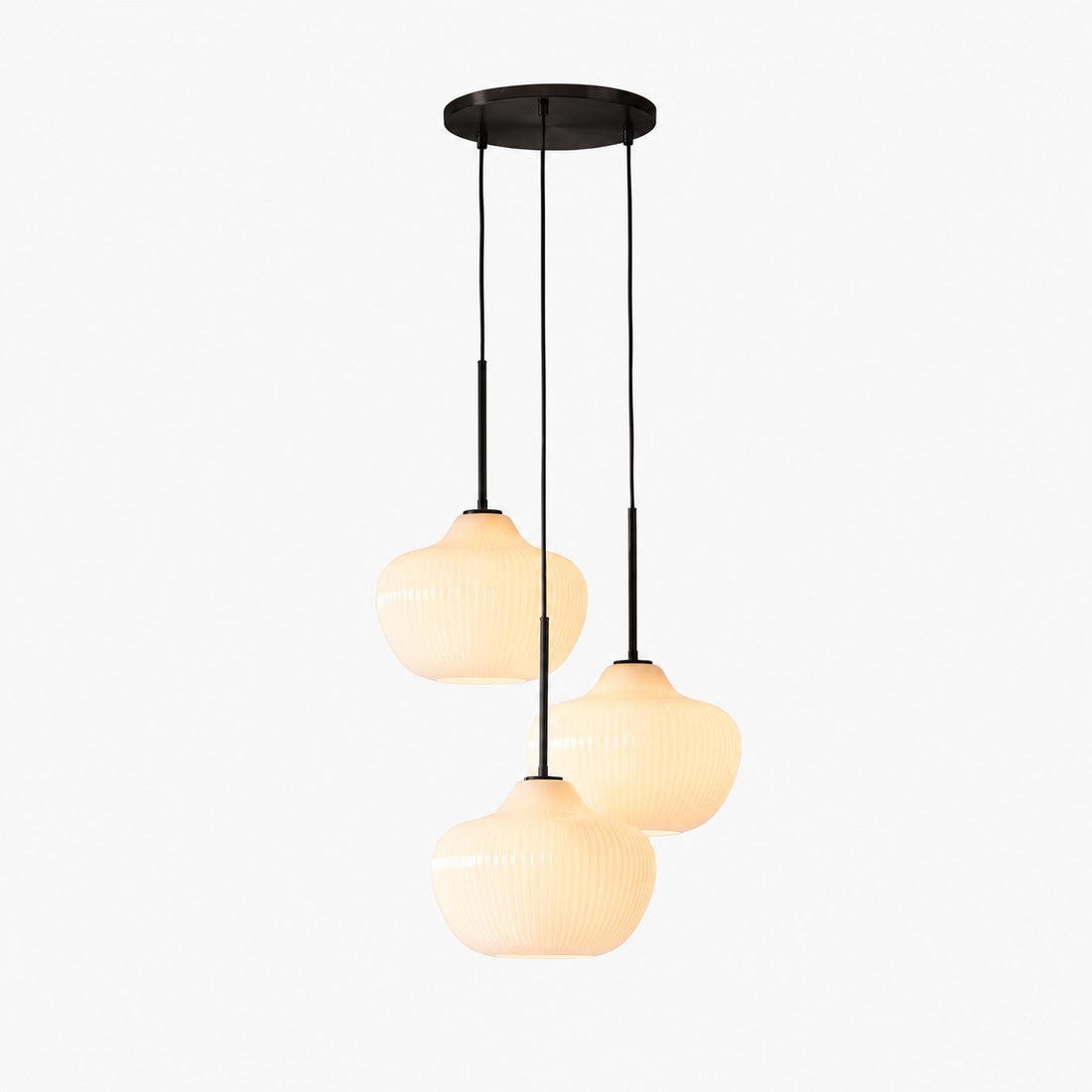 Rivrona Ribbed Glass 3-Light Chandelier - Sculptural Modern Lighting for Home