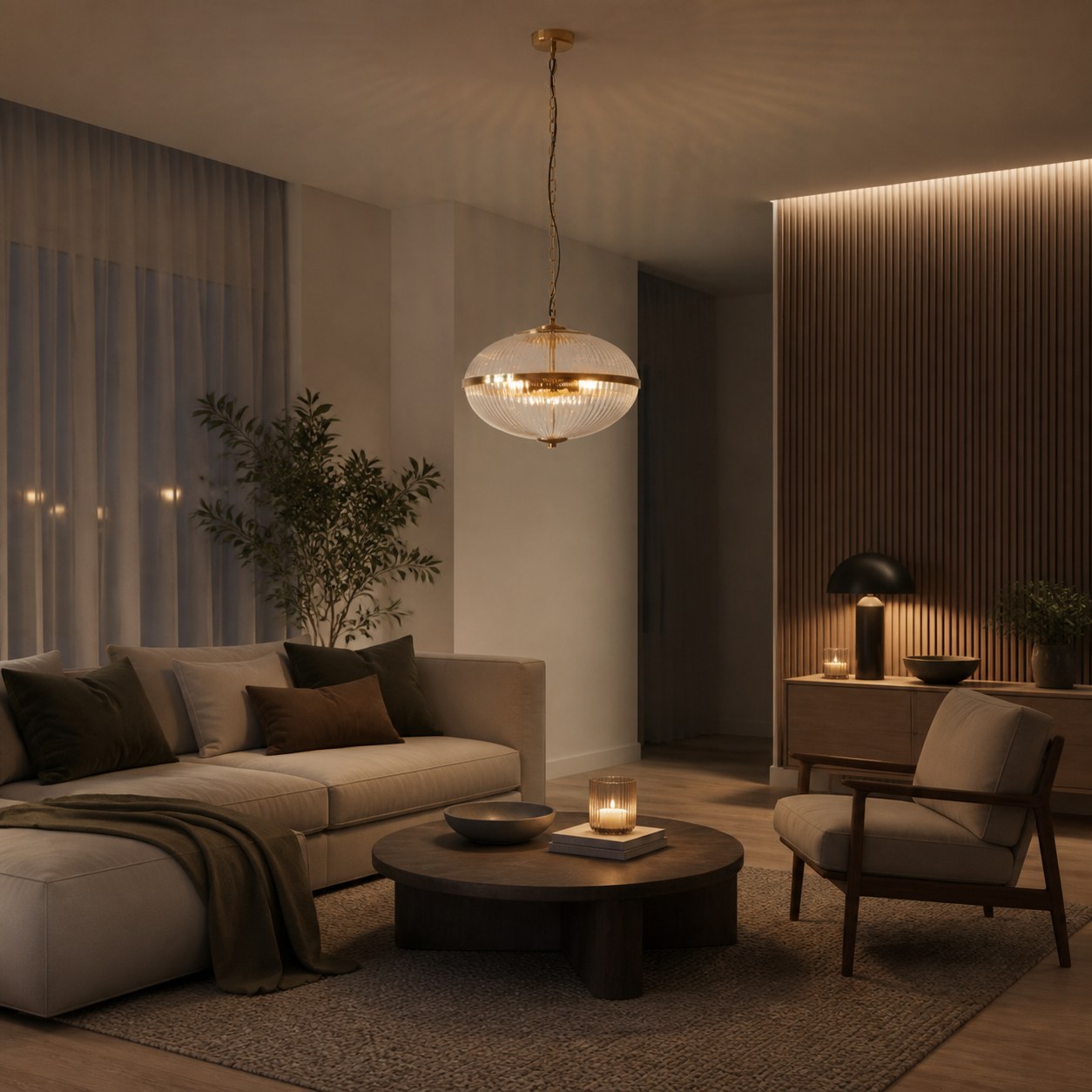 Luntra Contemporary Multi-Light Pendant with Textured Glass for Bedrooms and Hallways