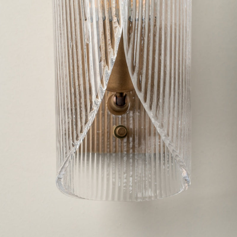 Velora Cylinder Glass Wall Light – Refined Brass Wall Sconce for Entryway or Bedside