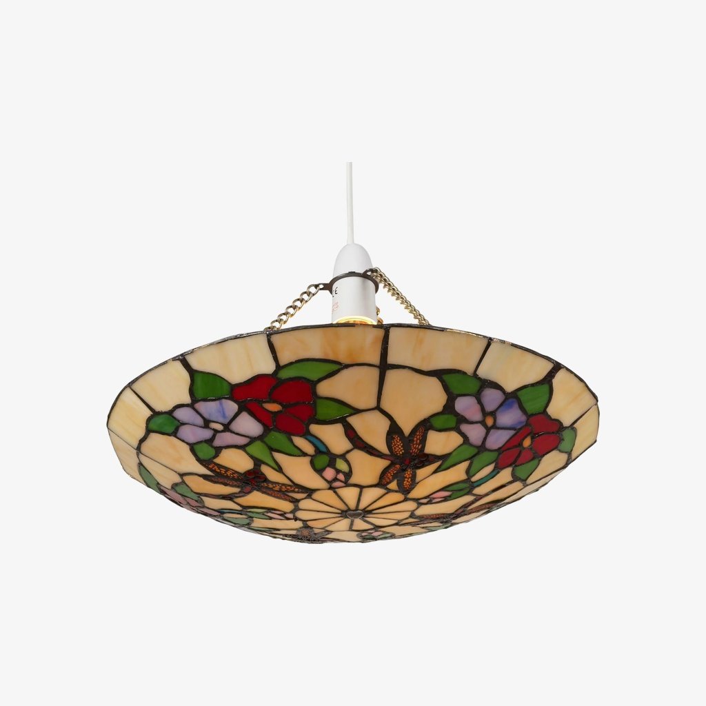 TF Butterfly Pendant Lamp - Decorative Stained Glass Pendant Light for Bedroom or Entryway