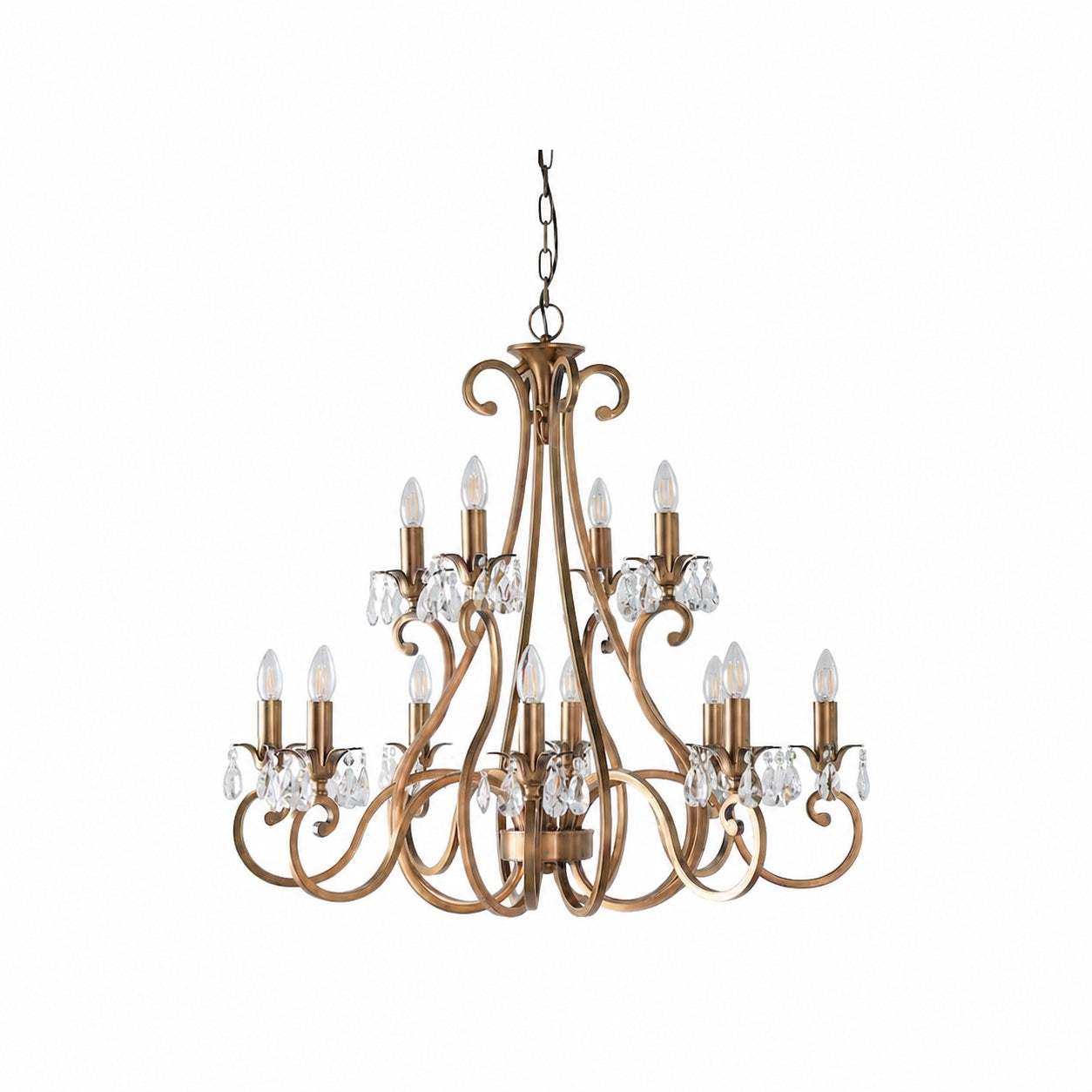 Talonis Crystal Chandelier - Traditional Candle-Style Brass and Nickel for Living Room and Dining Room