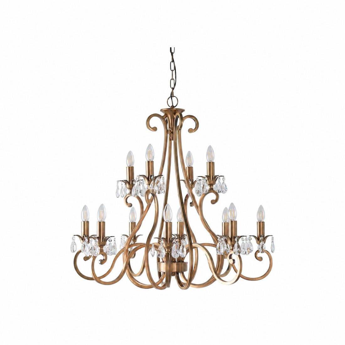 Talonis Crystal Chandelier - Traditional Candle-Style Brass and Nickel for Living Room and Dining Room