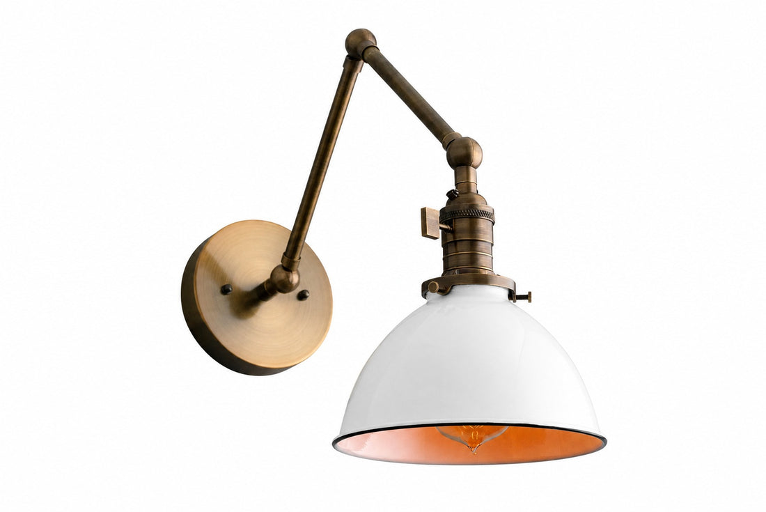 Conique Metal Vintage Industrial Swing Arm Wall Lamp - Adjustable Dome Shade for Study