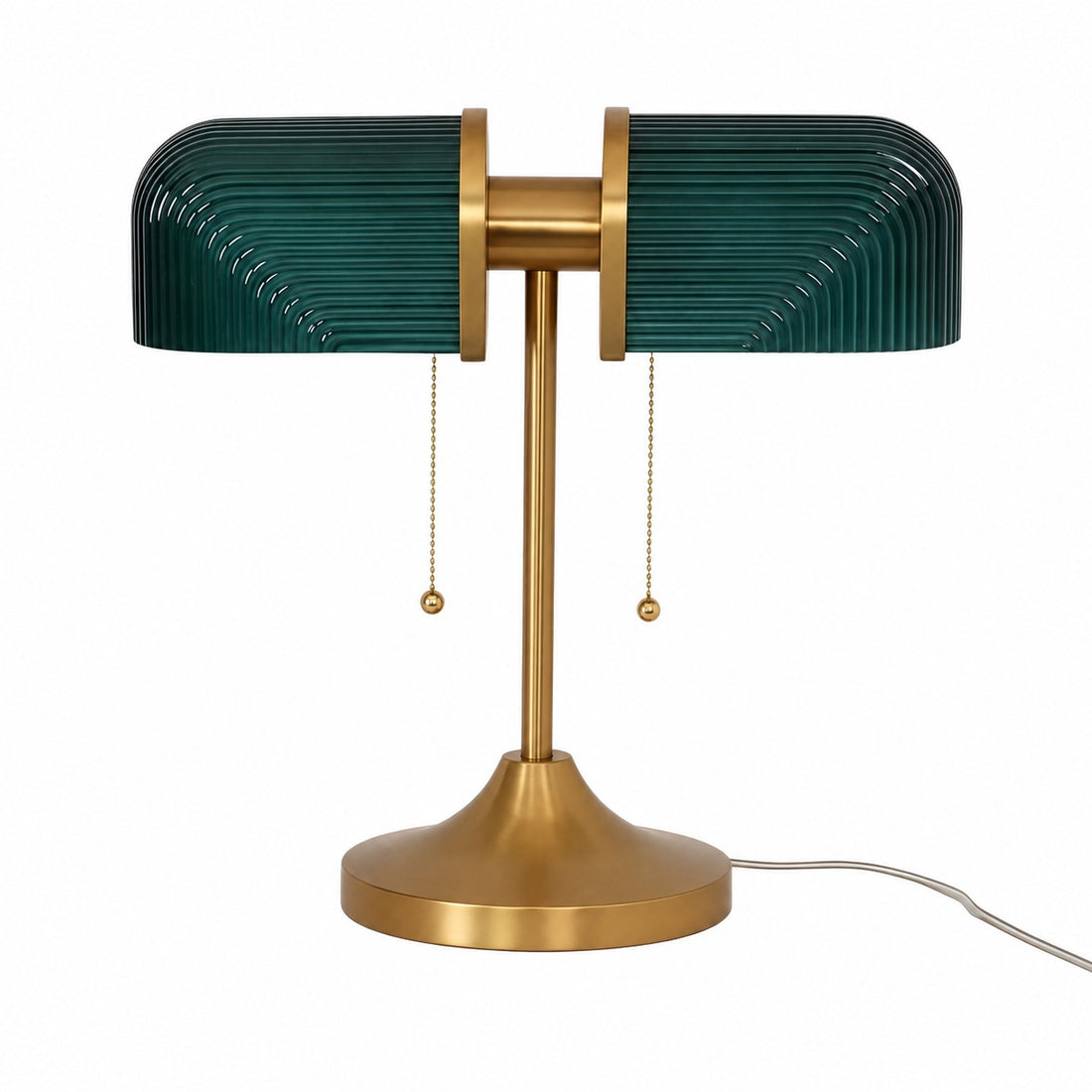 Aurebron Fluted Glass Table Lamp - Modern Decorative Metal Base Table Lamp for Living Room