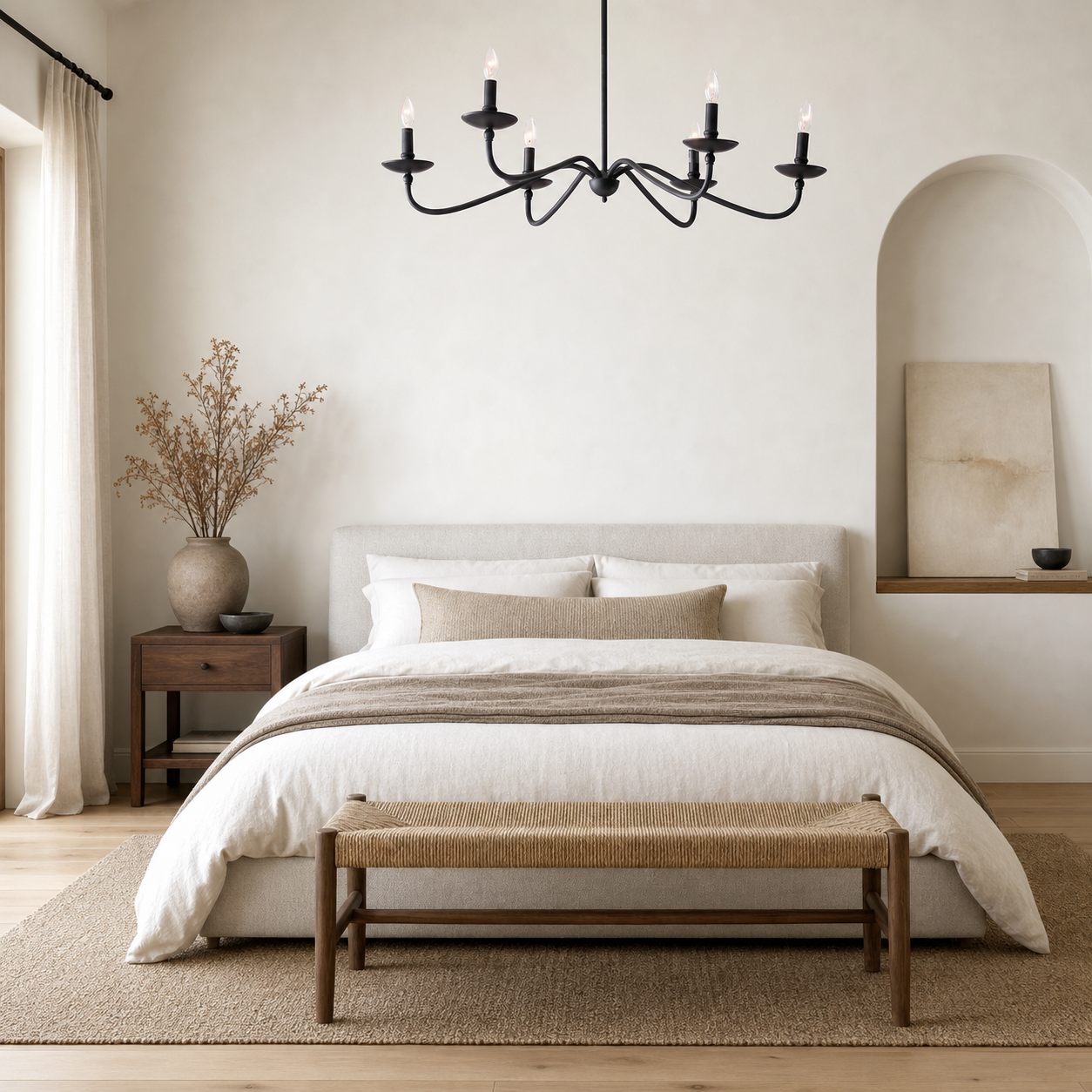 Rowan Timeless Iron Candle Design Chandelier - Industrial Interior Lighting For Bedroom