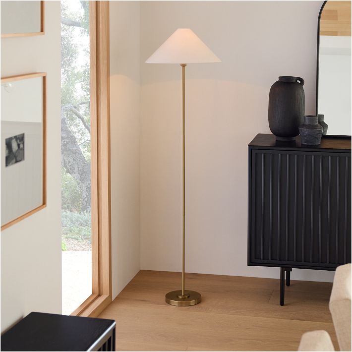Diora Table & Floor Lamps - Linen Shade Modern Linear Style Sophisticated Accent