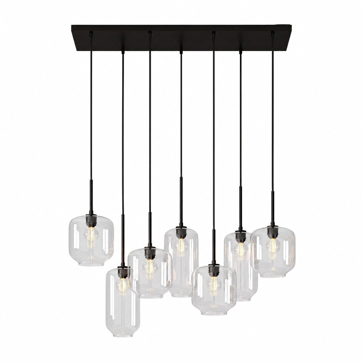 Lumivelle Sculptural 7-Light Chandelier – Adjustable Height Modern Glass Pendant