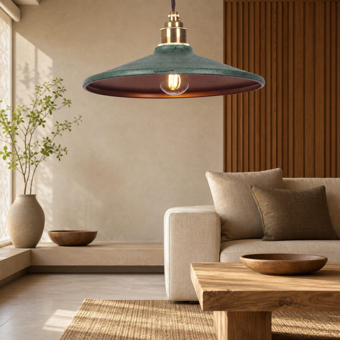Rustic Saucer Shade Pendant Light