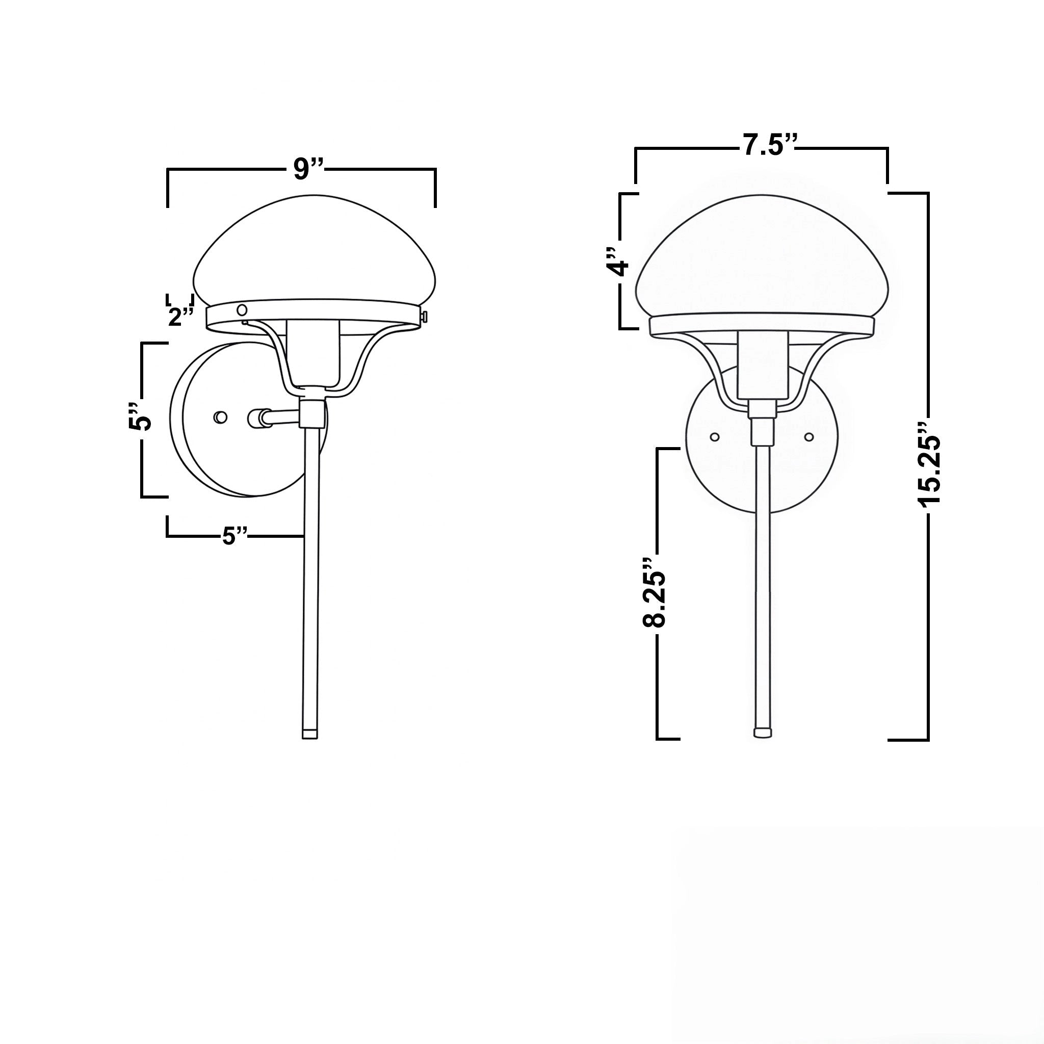 Ornato Luxe Modern Art Deco Wall Light - Opal Glass Globe Sconce - Brass or Black