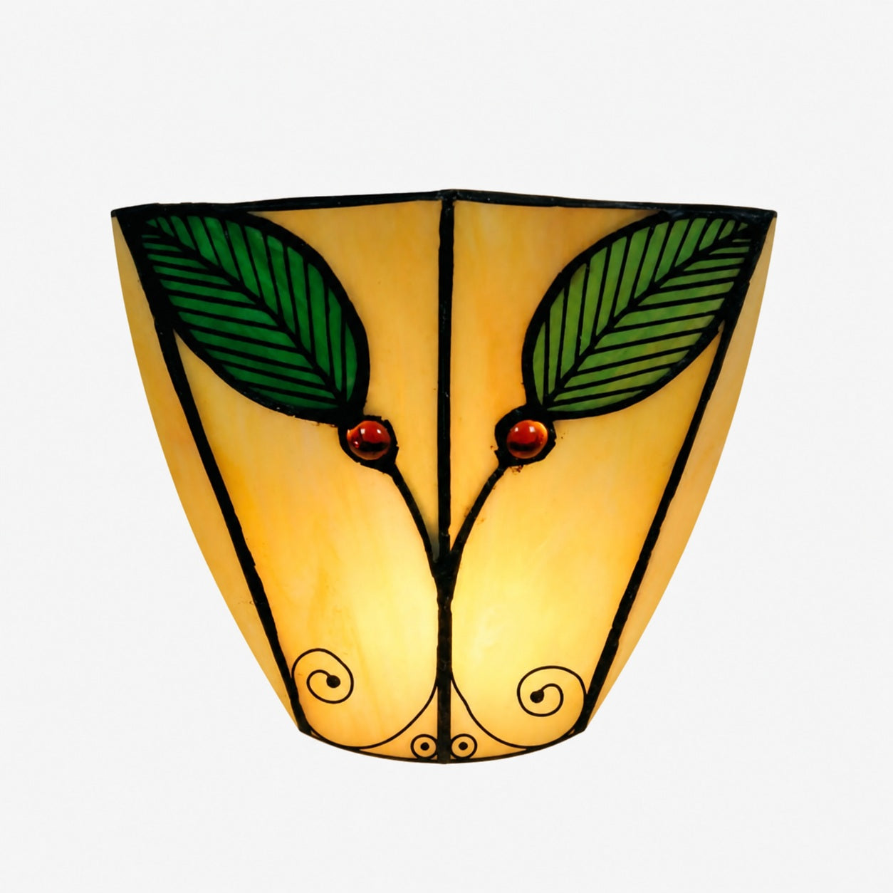 TiffStar Art Nouveau Leaf Motif Tiffany Wall Sconce - Vintage Inspired Accent Lighting for Hallway and Living Room
