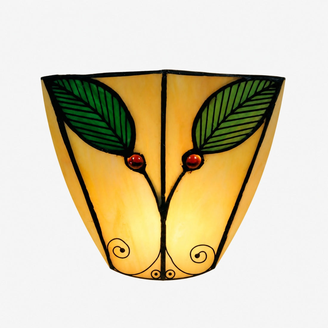 TiffStar Art Nouveau Leaf Motif Tiffany Wall Sconce - Vintage Inspired Accent Lighting for Hallway and Living Room