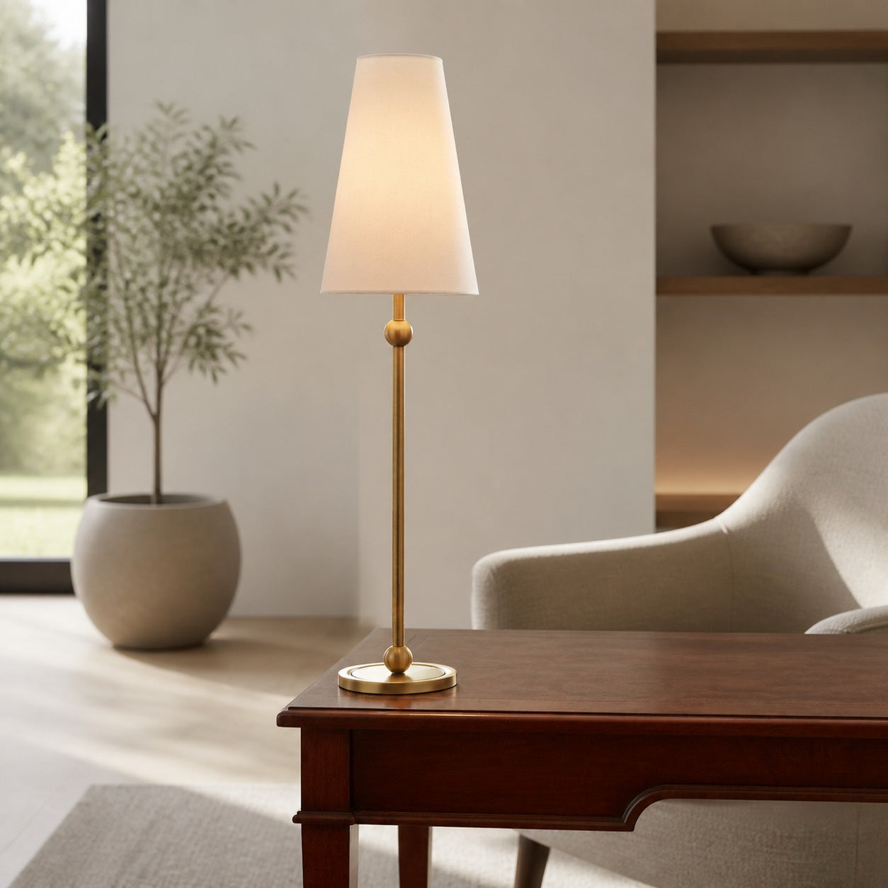 Serena Iron Table Lamp – Clean Lines and a Soft Linen Shade for Home Office or Bedside