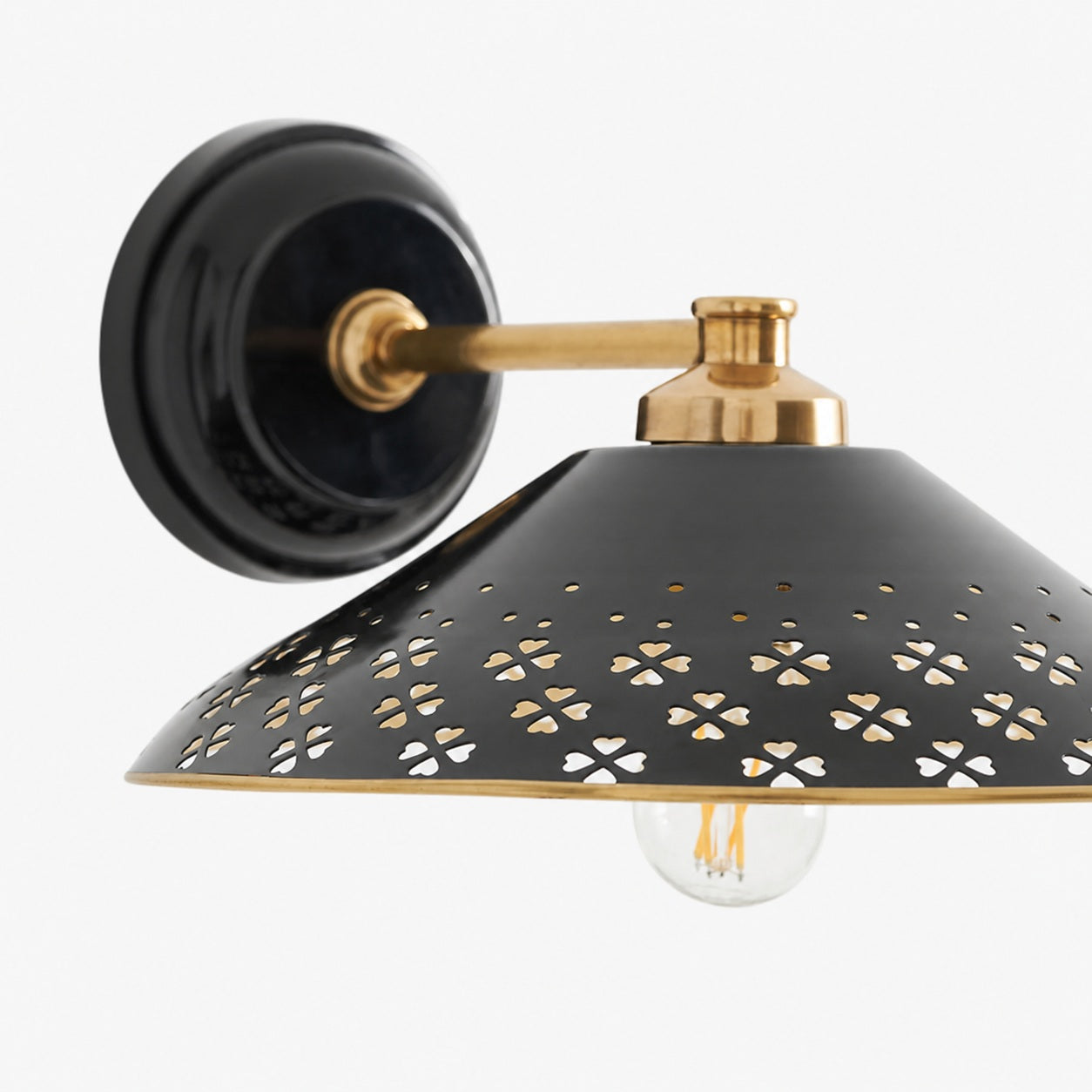 Auriglow Modern Wall Sconce – Brass Perforated Light for Bedroom or Hallway