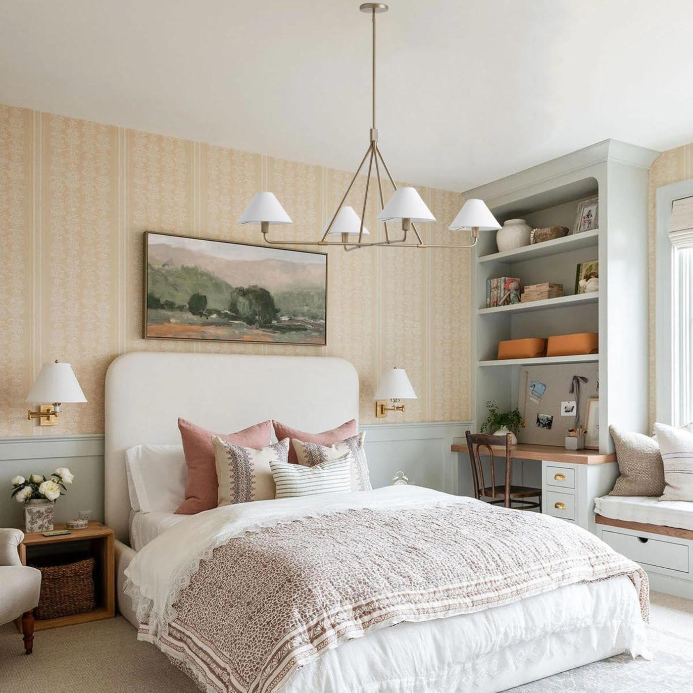 Diora Pendant Light -  Modern Metal Fixture with Linen Shades