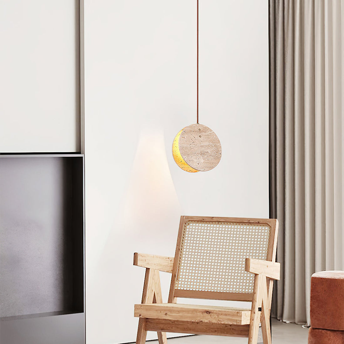 Stone Textured Disc Pendant Light