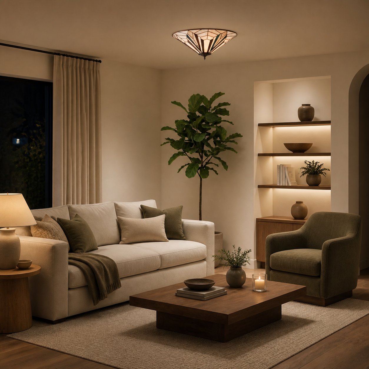 TF Astoria Modern Deco Flush Mount Ceiling Light with Textured Glass – Elegant Home Lighting Fixture