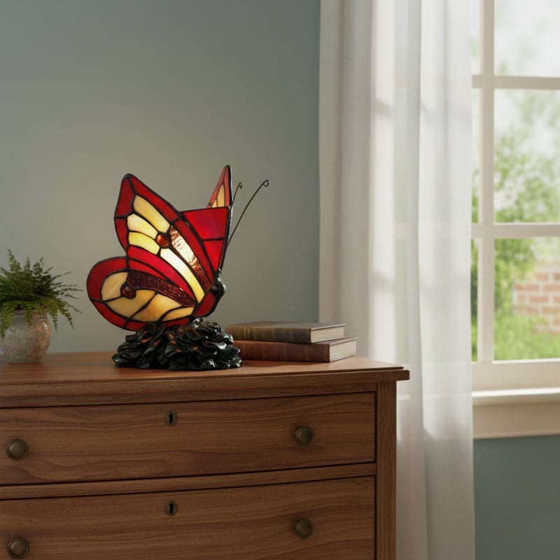 TF Butterfly Table Lamp – Nature-Inspired Glass Design Perfect for Living Rooms or Hallways
