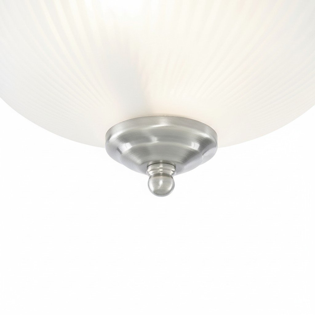 TF Vintora Modern Flush Ceiling Light – Ribbed Glass and Metal Trim for Kitchens or Hallways
