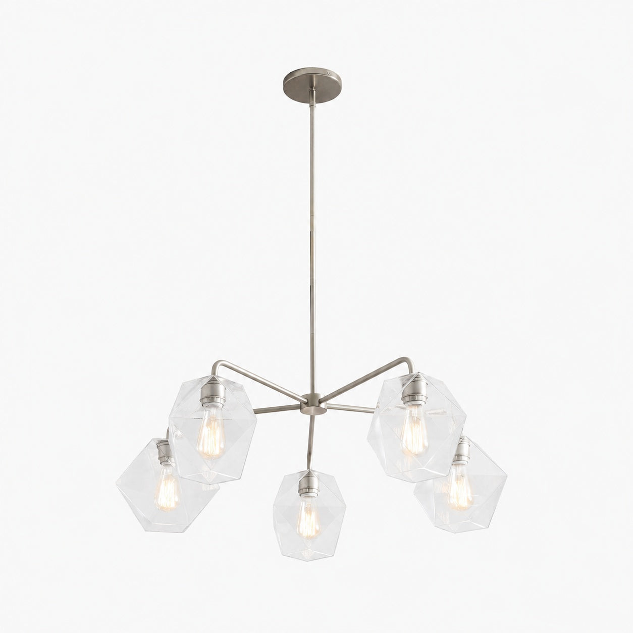 Talvior Sculptural 5-Light Chandelier - Faceted Design, Modern Finishes - Illuminate Spaces