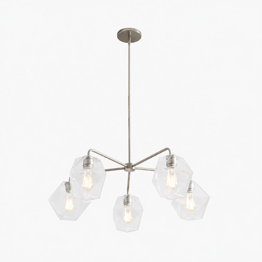 Talvior Sculptural 5-Light Chandelier - Faceted Design, Modern Finishes - Illuminate Spaces