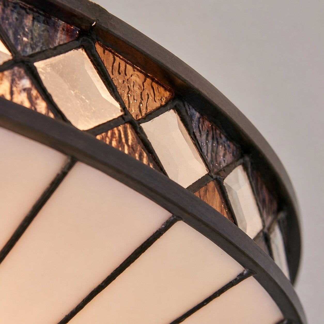 TF Fargo Geometric Flush Mount Light — Handcrafted Art Deco Stained Glass Lamp for Entryway