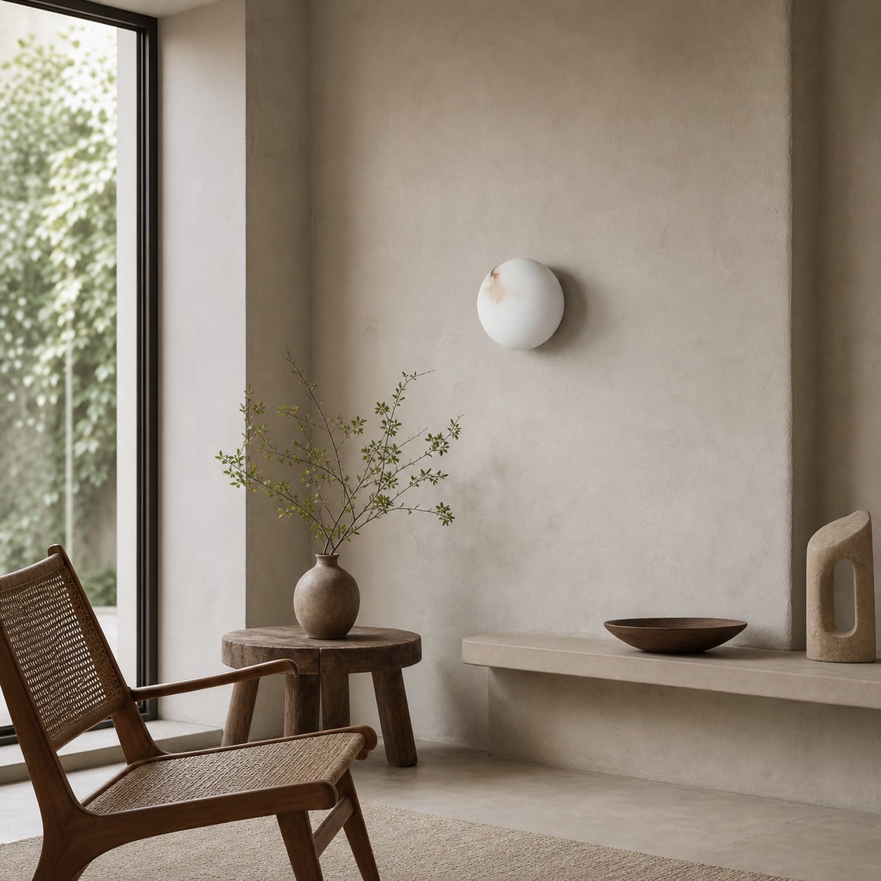 OrbisMuse Elegant Natural Stone Globe Wall Sconce - Minimalist Light for Hallways