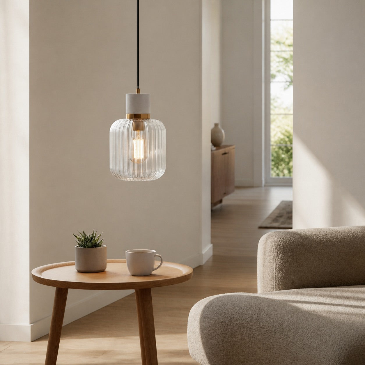 Korlisse Natural Stone and Glass Pendant Light – Stylish Lamp for Lounge or Living Room