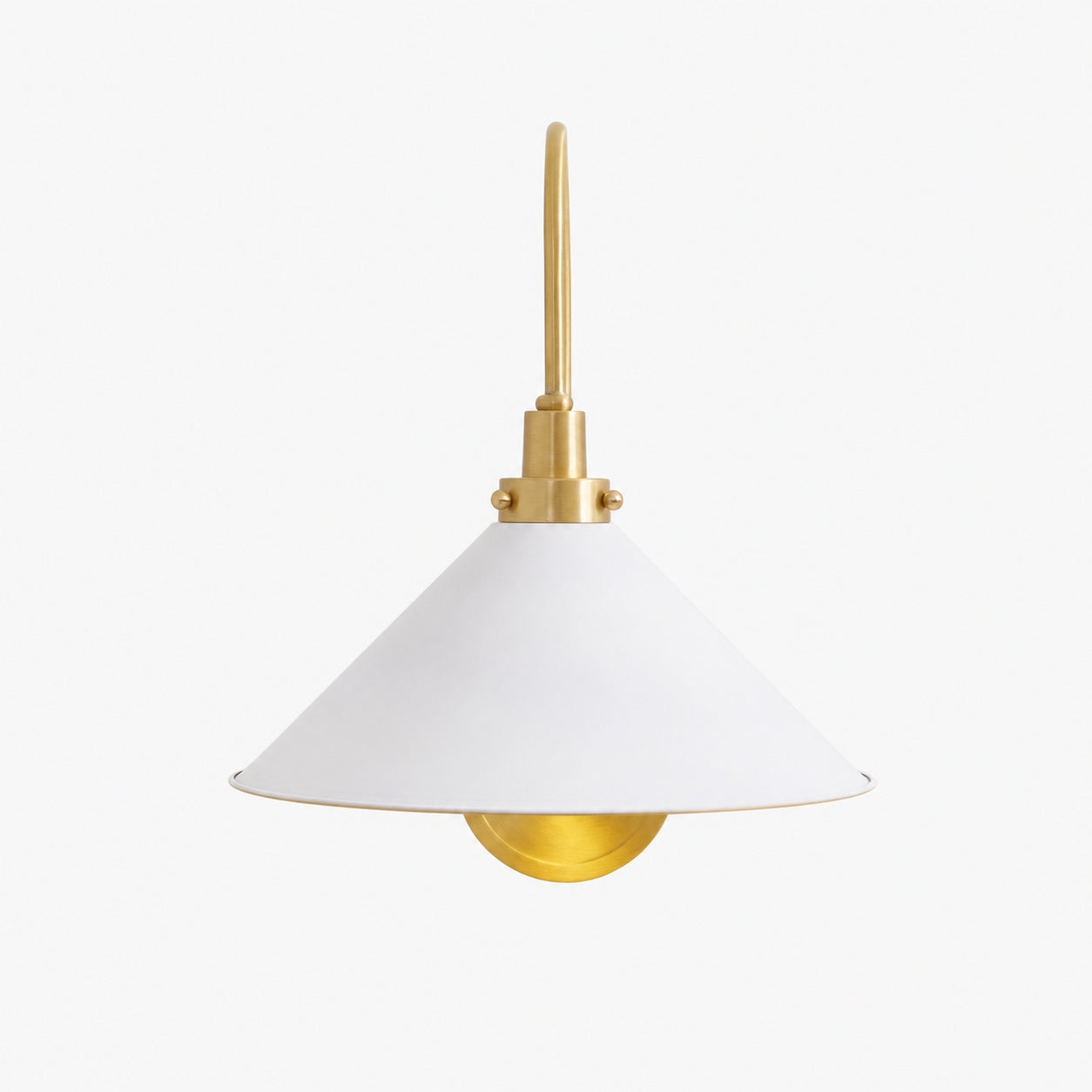 Ivoran Brass Gooseneck Wall Sconce - Curved Arm Dome Shade Light for Bedroom and Hallway