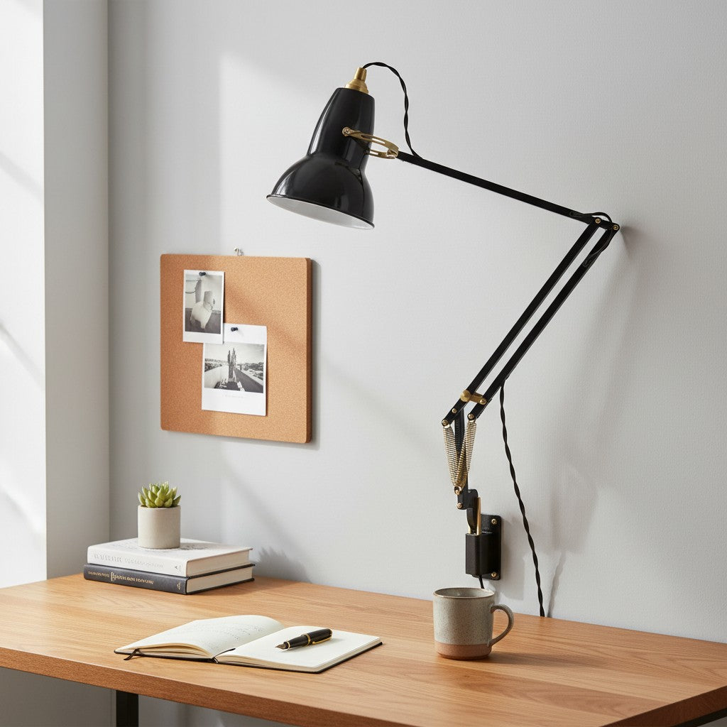 Original 1227 Sleek Adjustable Arm Wall Lamp with Aluminium Shade for Living Space