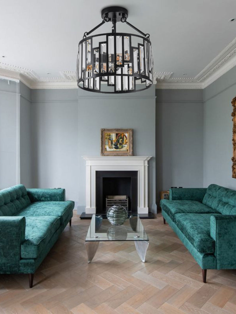 Retro Industrial Style 3-Light Pendant Lamp - Iron Birdcage Drum Light