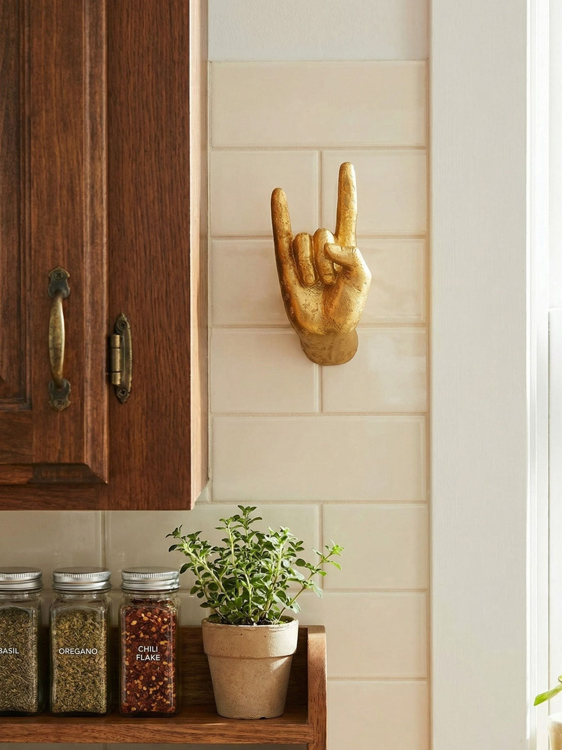Kickra Decorative Hand Wall Hooks - Modern Art Storage for Living Room