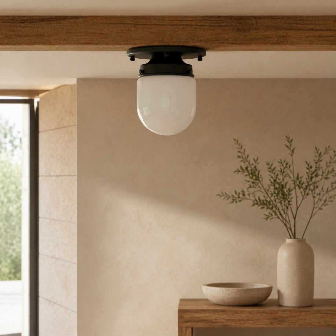Opalume Glass Flush Mount Ceiling and Wall Light - Art Deco Small Globe Fixture