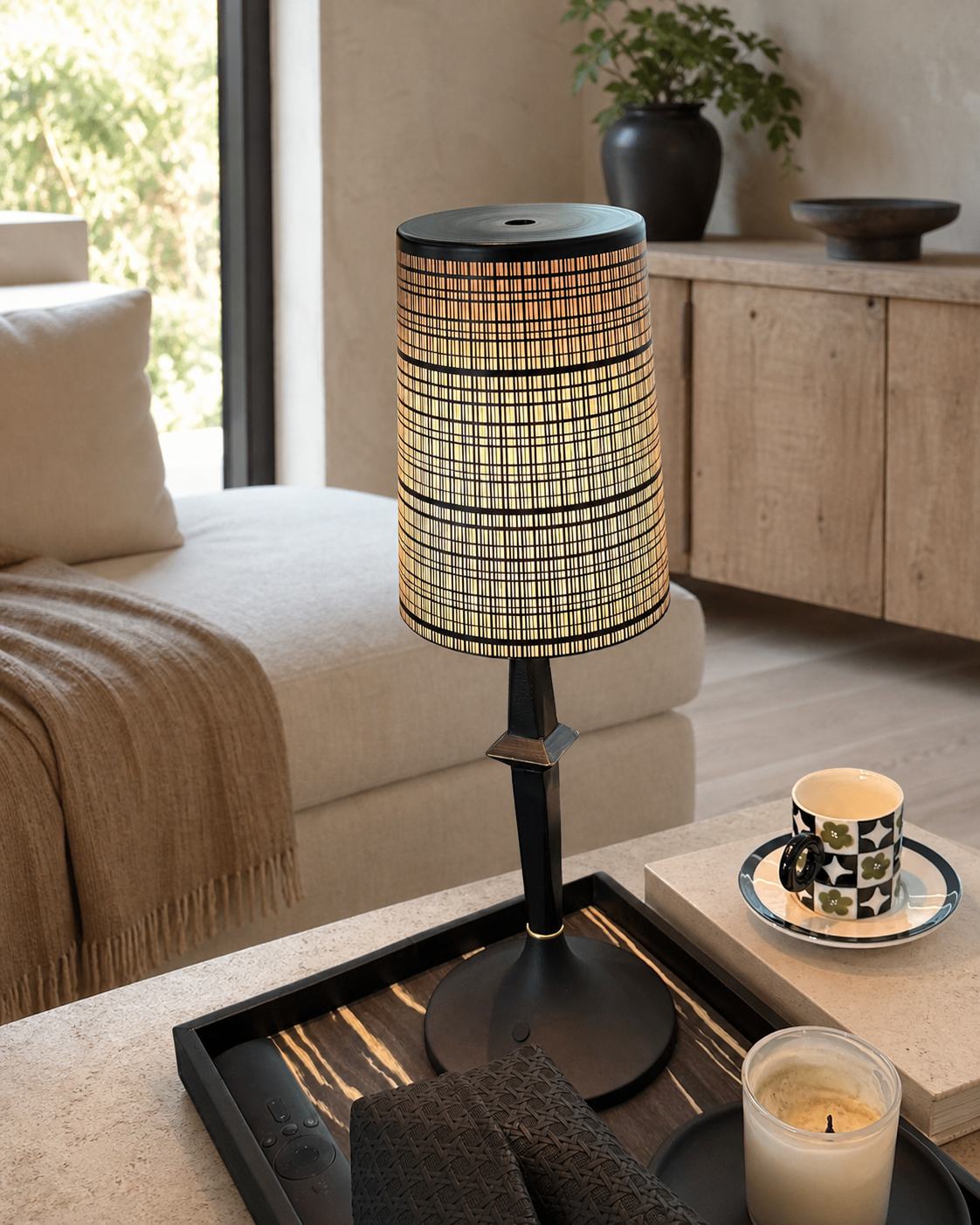 Devon Black Table Lamp (Built-in Battery)