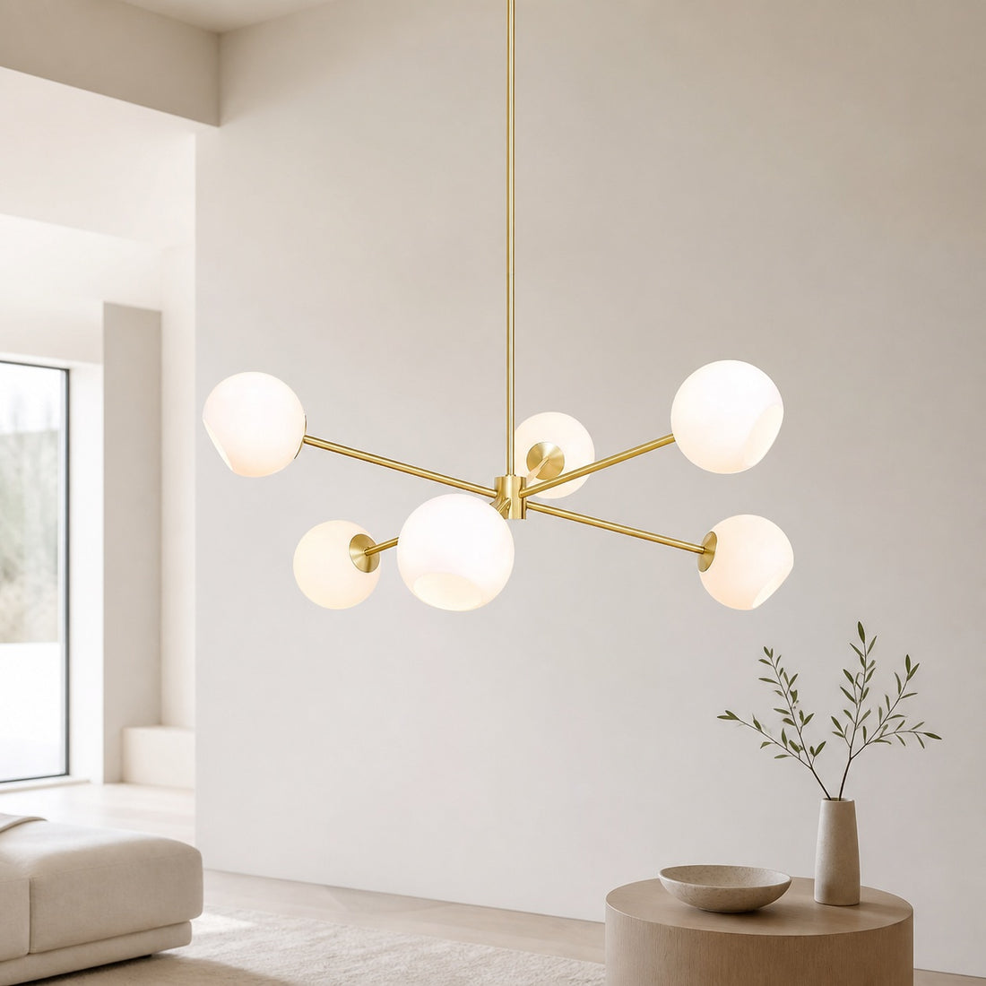 Brina 6-Light Glass Metal Frame Chandelier - Perfect Lighting